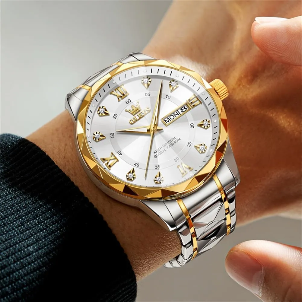 OLEVS Watches for Men,Mens Watch Large Wrist,Roman Numerals Men Watch,Chronograph Watches for Men,Luxury Watches for Men,Diamond Watches for Men,Men Watch Waterproof,Relojes para Hombres