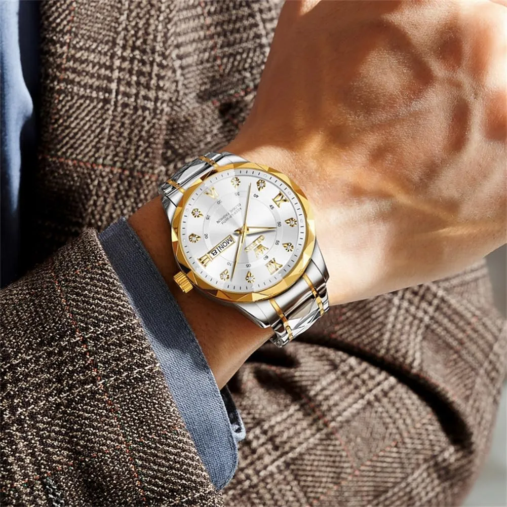 OLEVS Watches for Men,Mens Watch Large Wrist,Roman Numerals Men Watch,Chronograph Watches for Men,Luxury Watches for Men,Diamond Watches for Men,Men Watch Waterproof,Relojes para Hombres