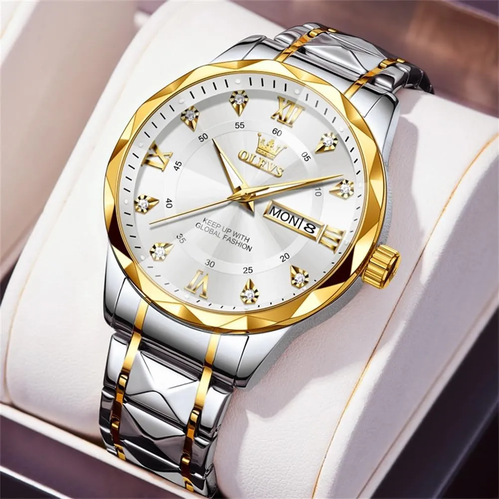 OLEVS Watches for Men,Mens Watch Large Wrist,Roman Numerals Men Watch,Chronograph Watches for Men,Luxury Watches for Men,Diamond Watches for Men,Men Watch Waterproof,Relojes para Hombres