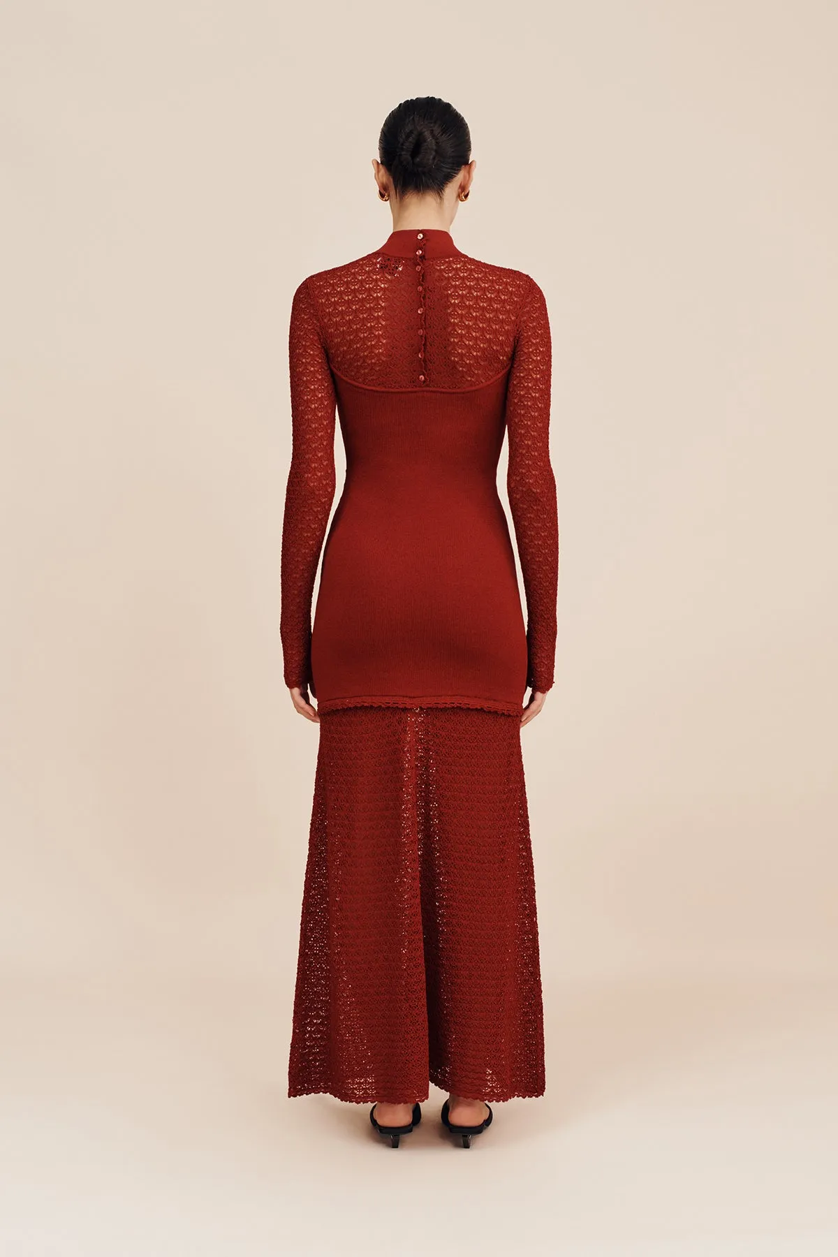 ROMY HIGH NECK DRESS - CHILLI