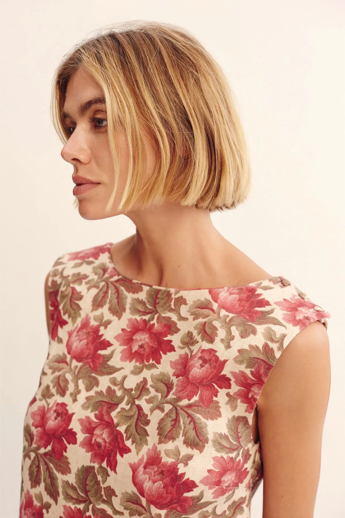 ROSALIE SHIFT MINI DRESS - ROSE BUD