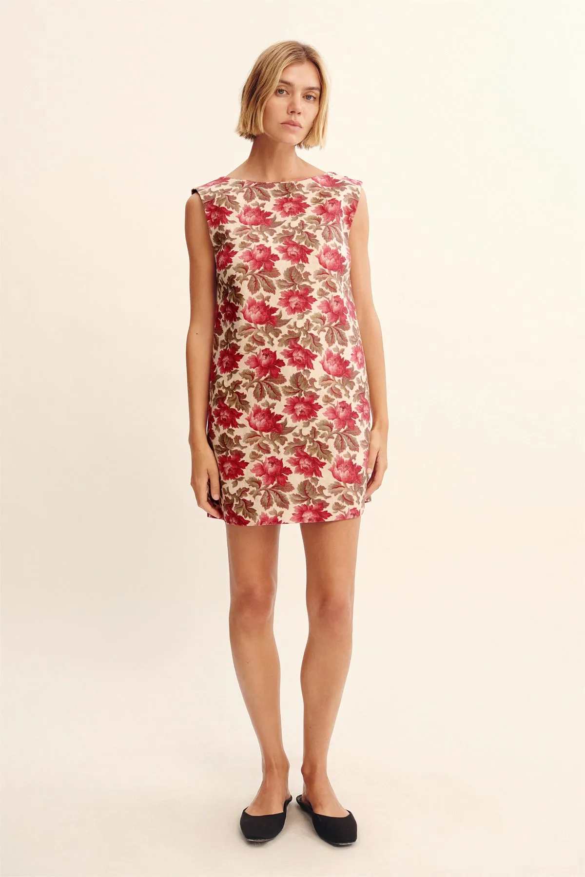 ROSALIE SHIFT MINI DRESS - ROSE BUD