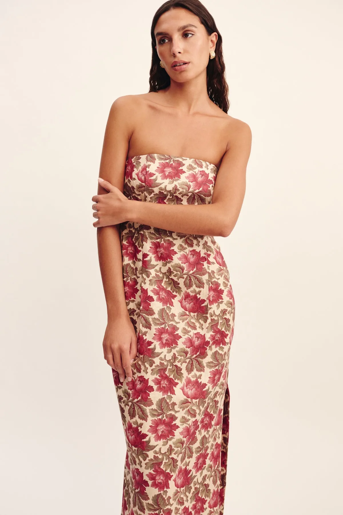 ROSALIE STRAPLESS DRESS - ROSE BUD