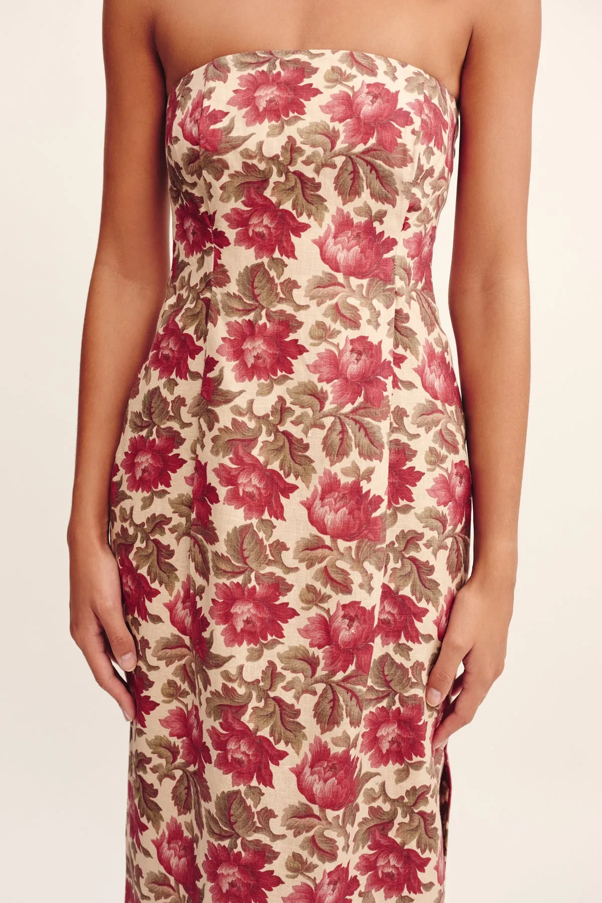 ROSALIE STRAPLESS DRESS - ROSE BUD