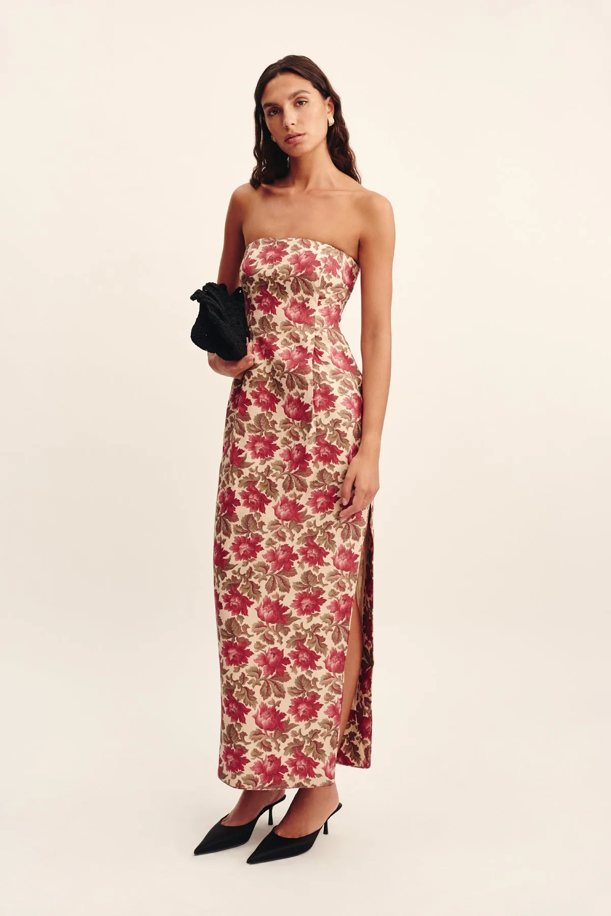 ROSALIE STRAPLESS DRESS - ROSE BUD