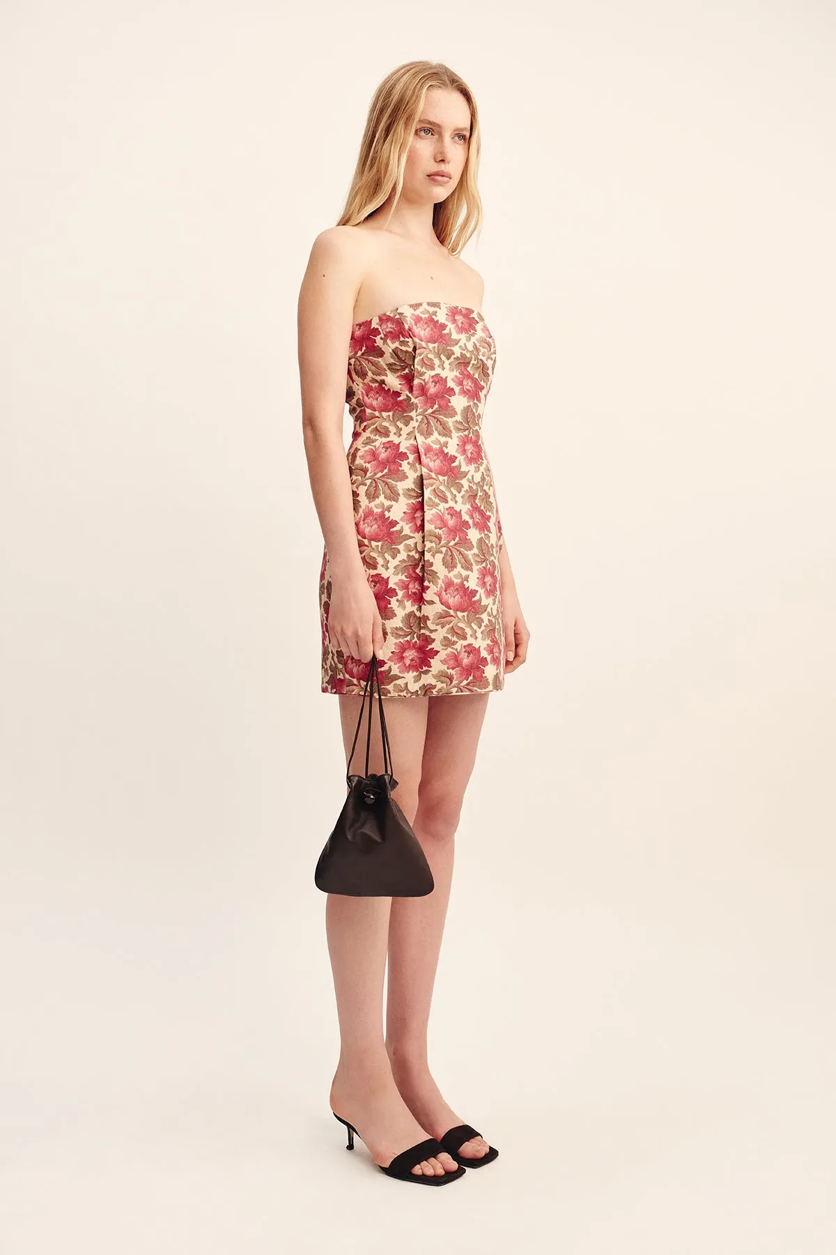 ROSALIE STRAPLESS MINI DRESS - ROSE BUD
