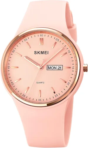 SKMEI Watches for Young Women Lady Sports Silicone Band Big Face Large Waterproof Fashion Casual Simple Quartz Analog Day Date Girls Gift White Wrist Watch