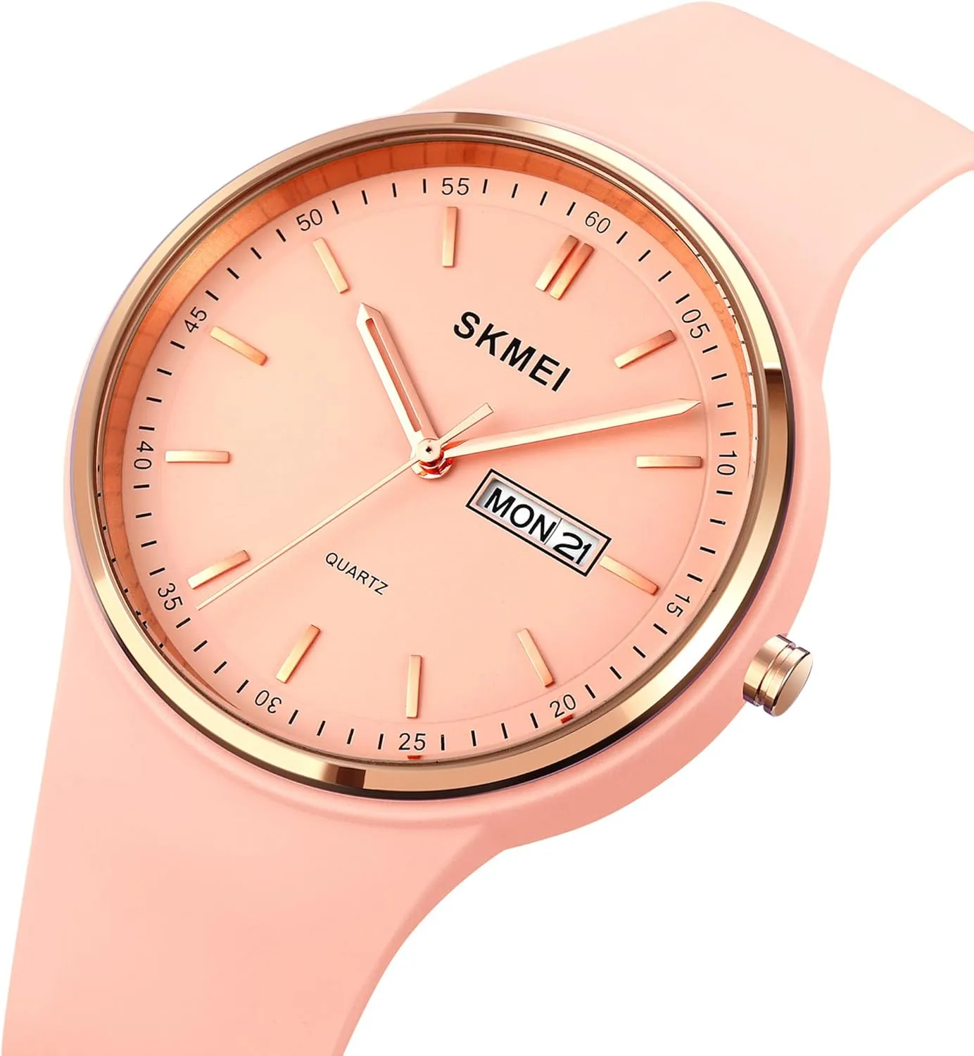 SKMEI Watches for Young Women Lady Sports Silicone Band Big Face Large Waterproof Fashion Casual Simple Quartz Analog Day Date Girls Gift White Wrist Watch