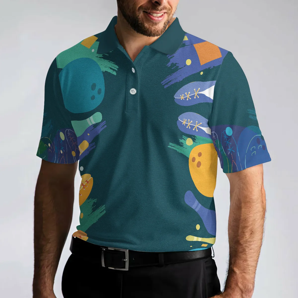 Sleep Less Bow More Mens Green Bowling Polo Shirt