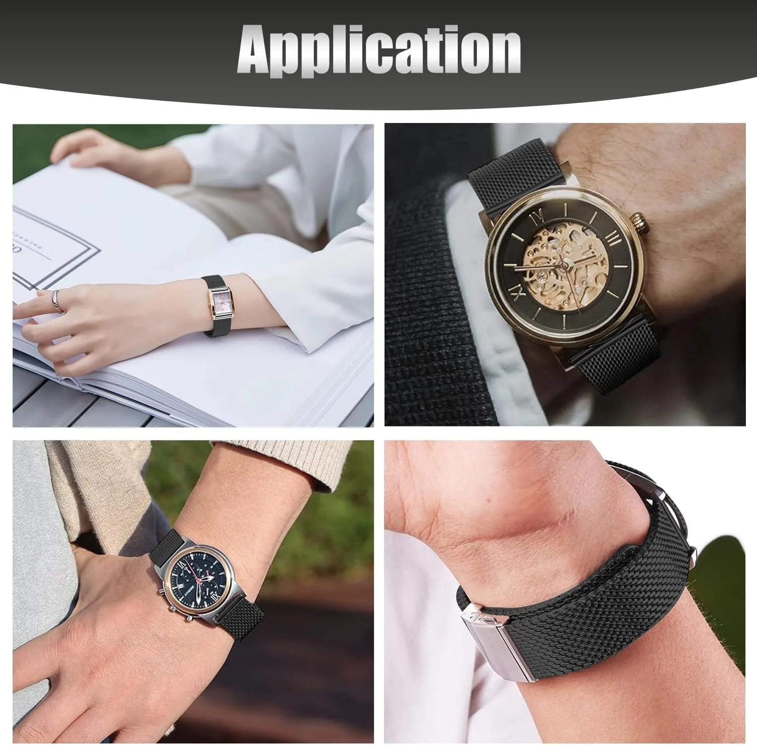 Stainless Steel Mesh Watch Band for Men Women,Quick Release Mesh Watch Straps