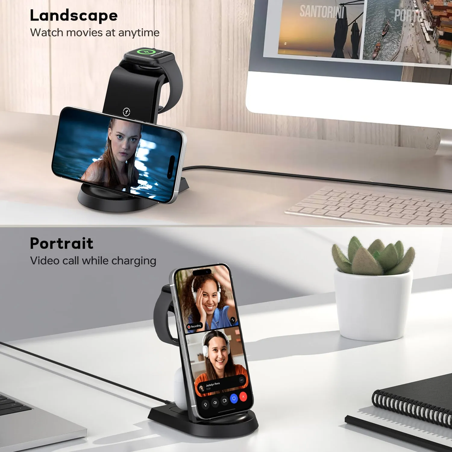 Tough On 3 in 1 Wireless Charger for iPhone Apple Watch Airpods