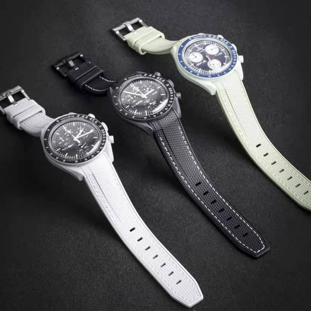 Watch Bands for Omega X Swatch Moonswatch Watch 20mm Curved Rubber Strap Silicone Watch Band Men Women Replacement Bracelet Omega MoonSwatch Speedmaster No Gap Strap